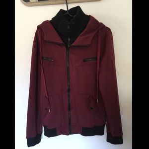 Men’s hoodie burgundy jacket Size XL